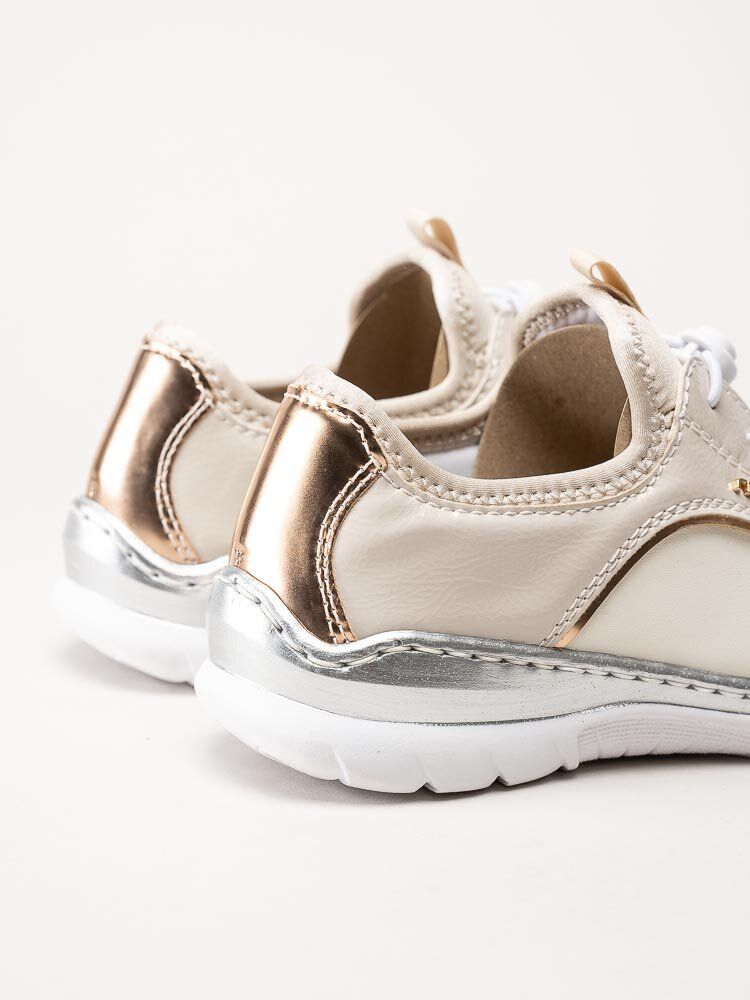 Rieker - Beige promenadskor med metallic detaljer