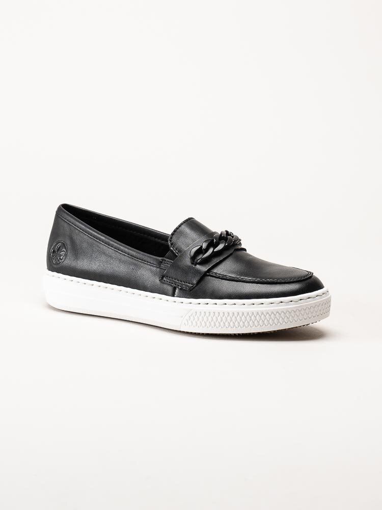 Rieker - Svarta slip on skor i skinn