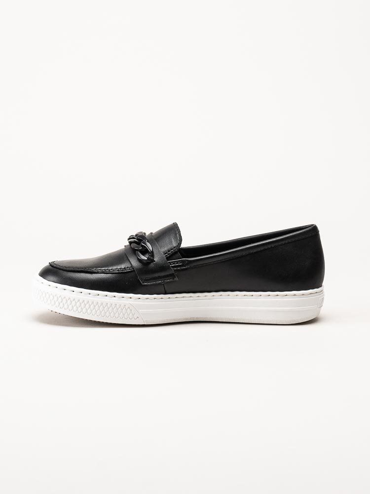 Rieker - Svarta slip on skor i skinn