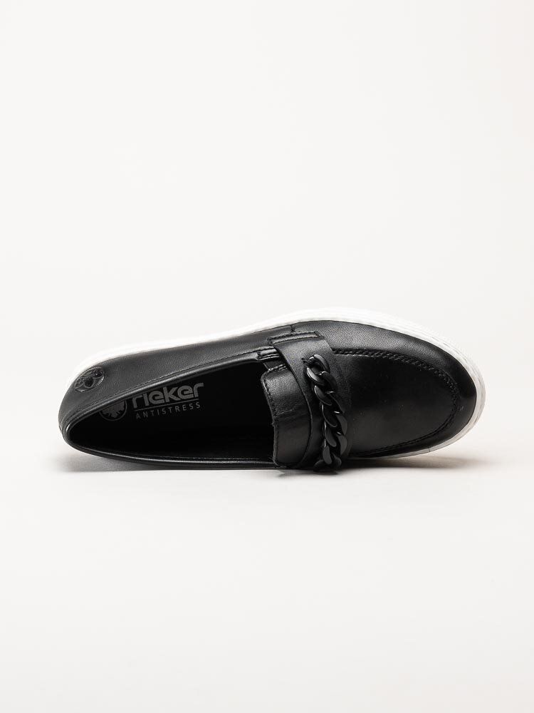 Rieker - Svarta slip on skor i skinn
