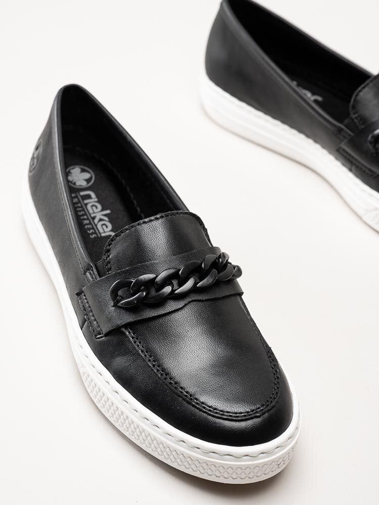 Rieker - Svarta slip on skor i skinn