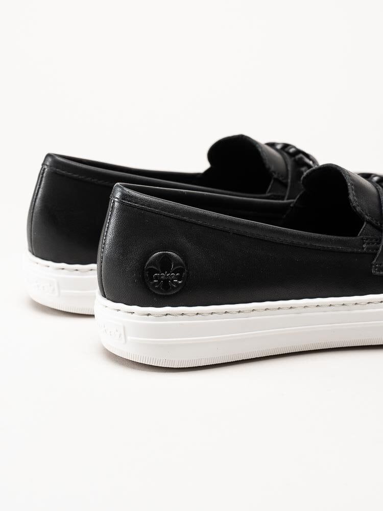 Rieker - Svarta slip on skor i skinn