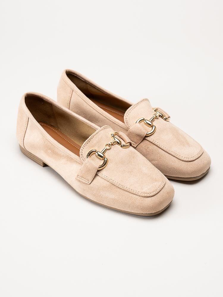 Duffy - Beige loafers med guldfärgat bett