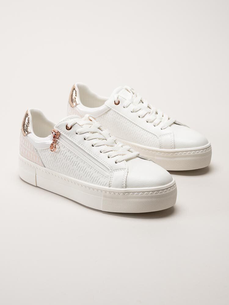 Tamaris - Vita sneakers i skinnimitation
