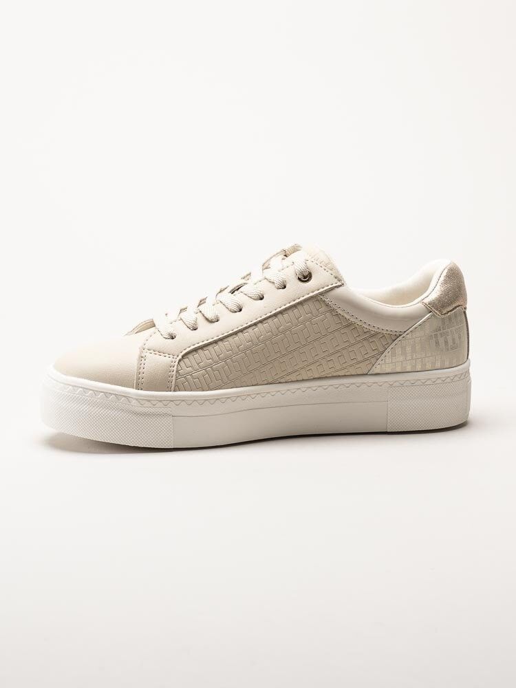 Tamaris - Beige sneakers i skinnimitation