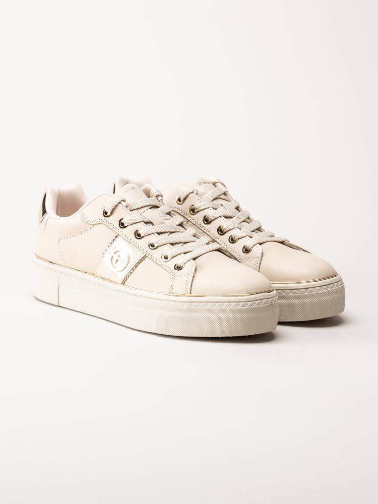 Tamaris - Beige sneakers i skinn