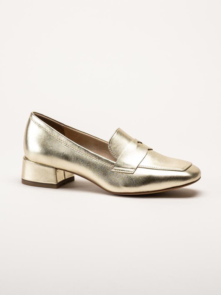 Tamaris - Guldmetallic loafers i skinn