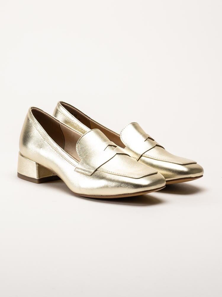 Tamaris - Guldmetallic loafers i skinn