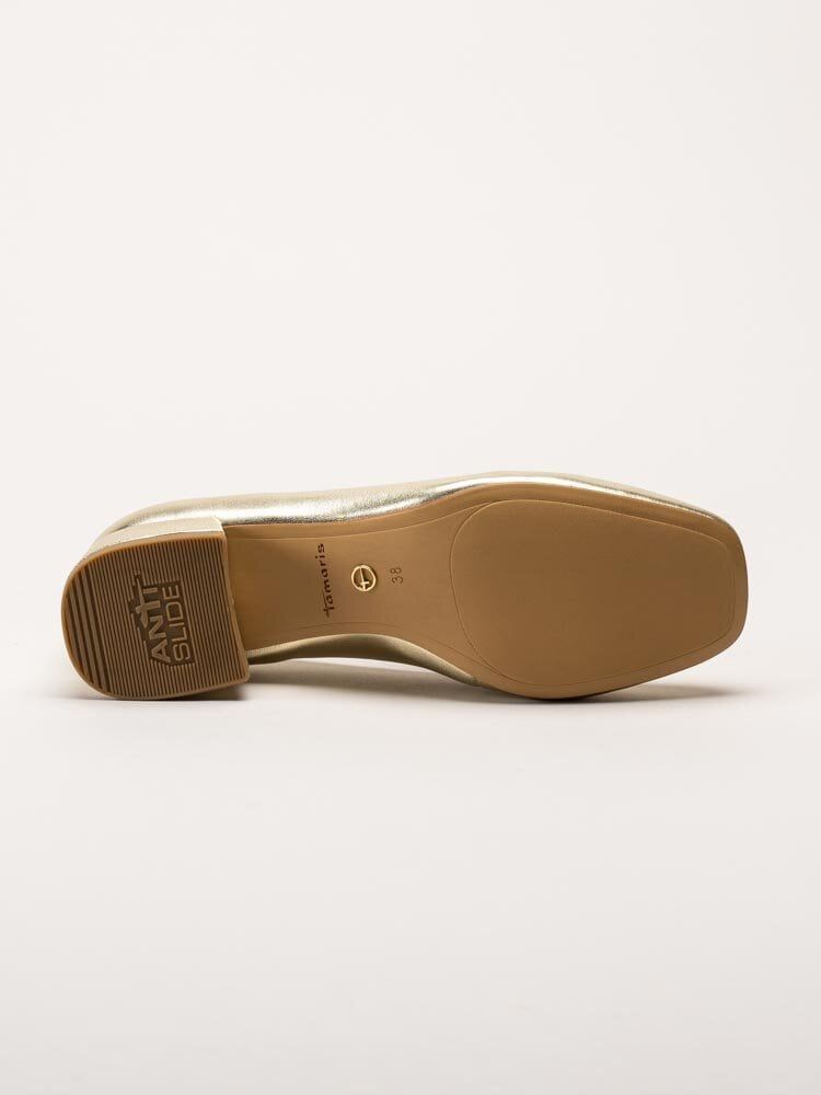 Tamaris - Guldmetallic loafers i skinn