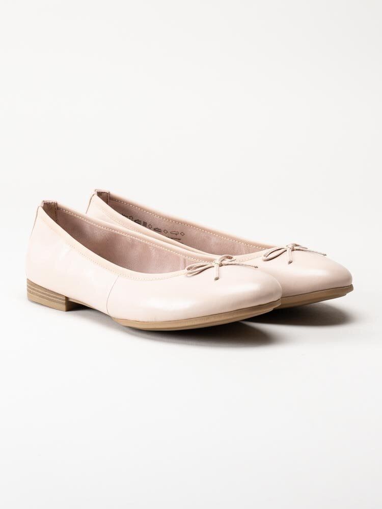 Tamaris - Ljusrosa ballerina i skinn