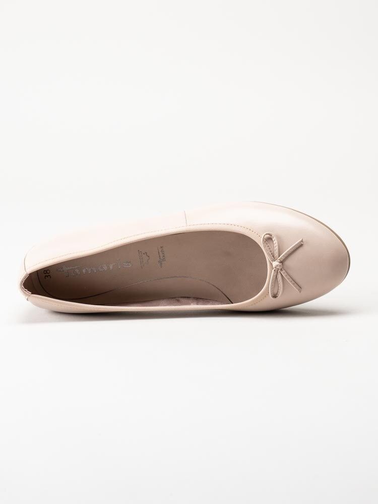 Tamaris - Ljusrosa ballerina i skinn