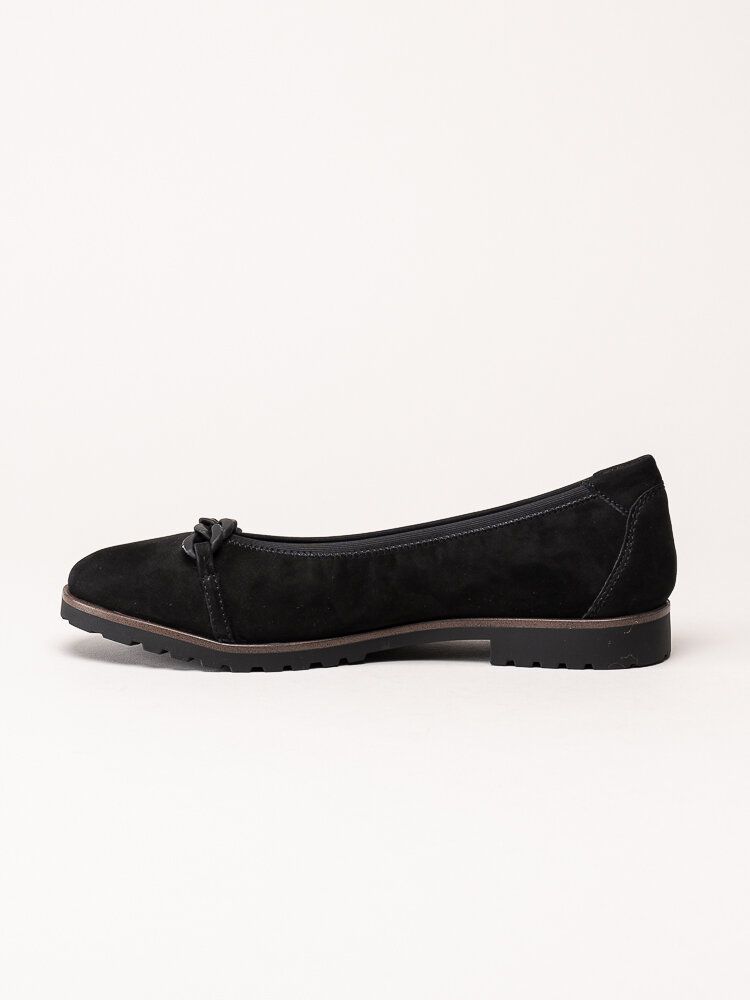 Tamaris - Svarta ballerinaskor i nubuck