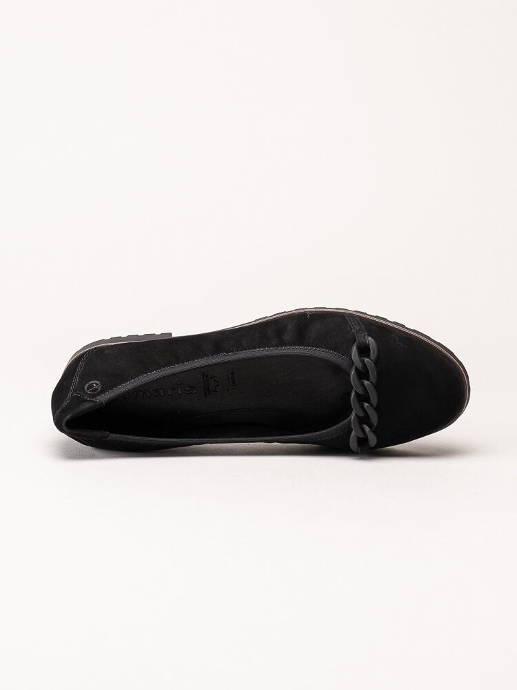 Tamaris - Svarta ballerinaskor i nubuck