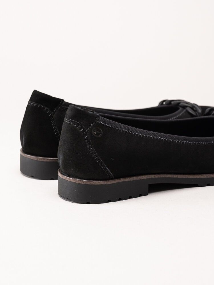 Tamaris - Svarta ballerinaskor i nubuck