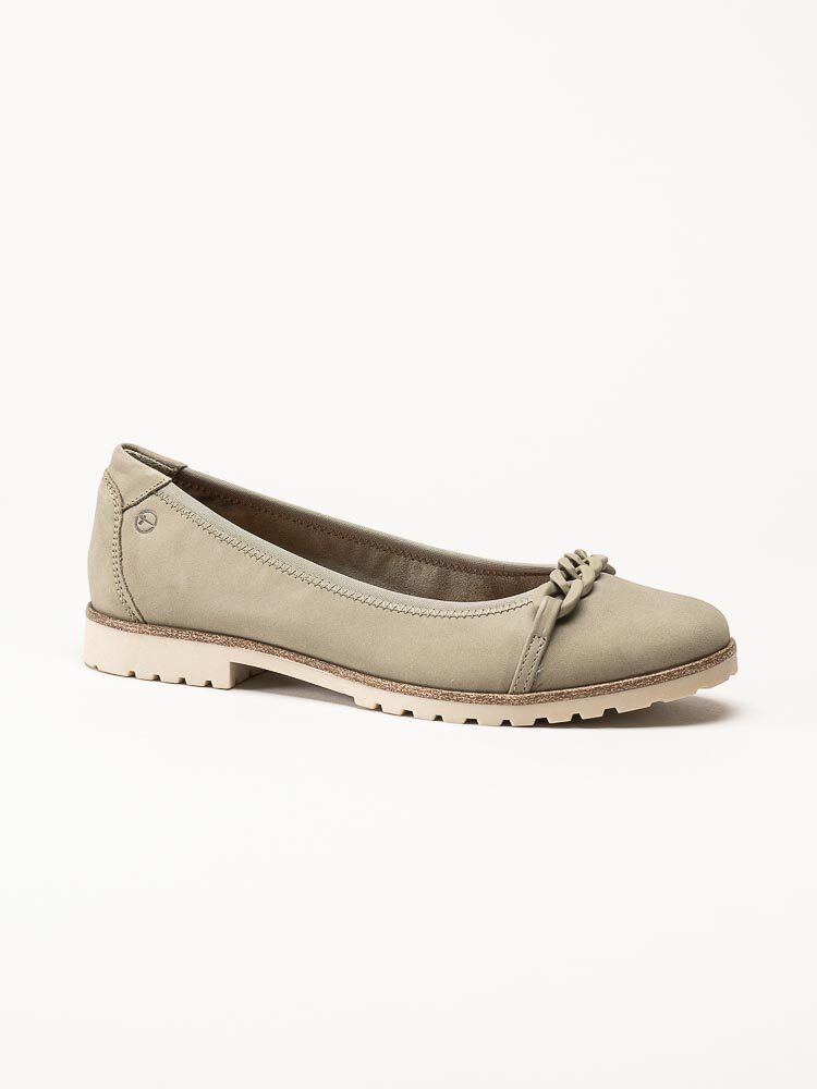 Tamaris - Gröna ballerinskor i nubuck