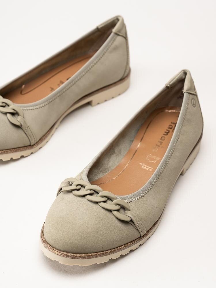 Tamaris - Gröna ballerinskor i nubuck