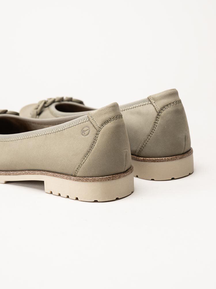 Tamaris - Gröna ballerinskor i nubuck