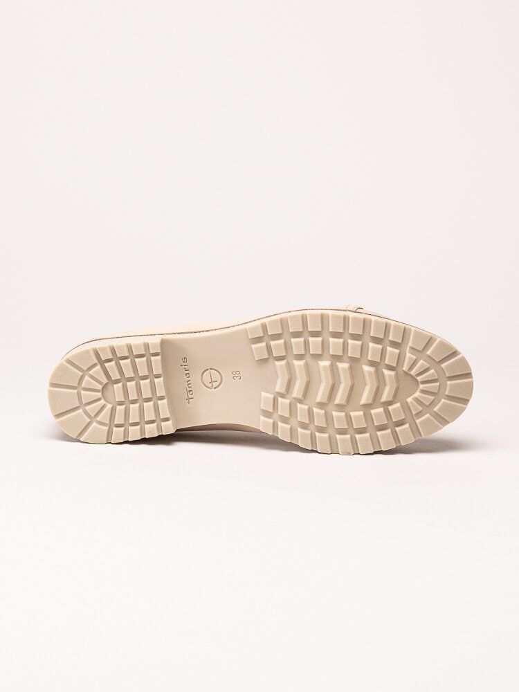 Tamaris - Ljusbeige ballerinaskor i nubuck