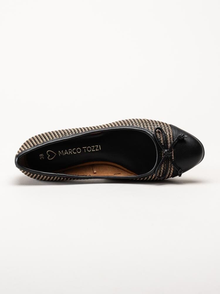 Marco Tozzi - Svart beige ballerinaskor