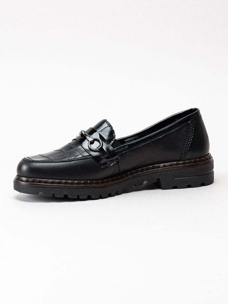 Rieker - Svarta loafers med krokomönster