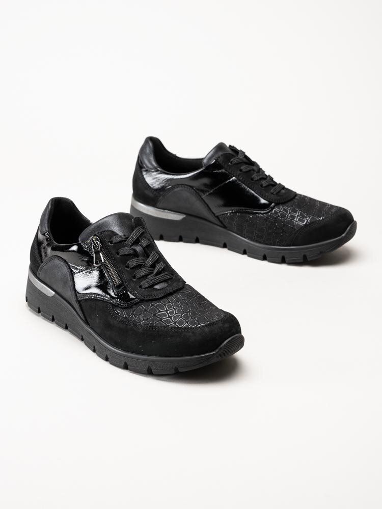 Waldläufer - K-Ramona - Svarta promenadskor i nubuck