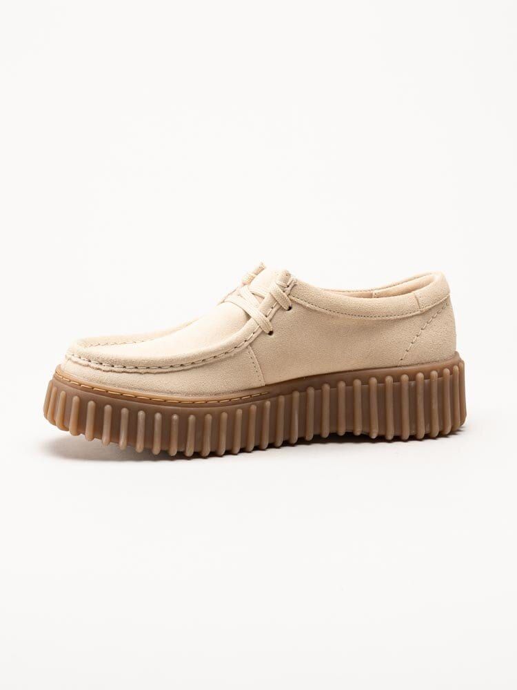 Torhill Bee D - Beige chunky snörskor i mocka