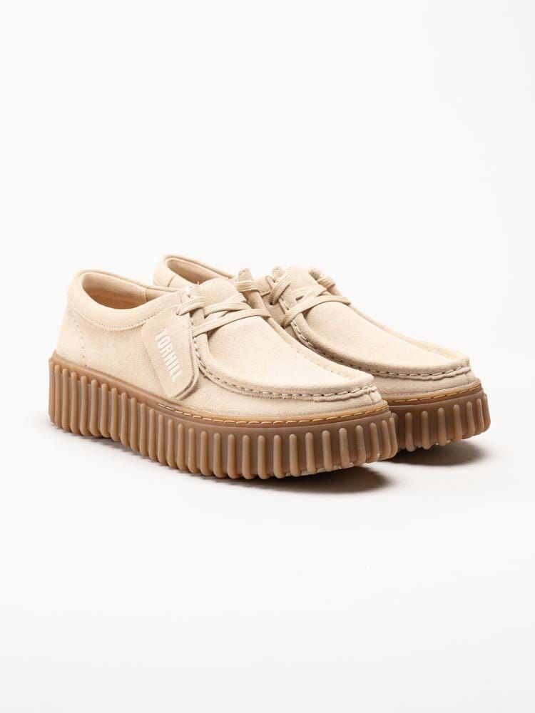Torhill Bee D - Beige chunky snörskor i mocka