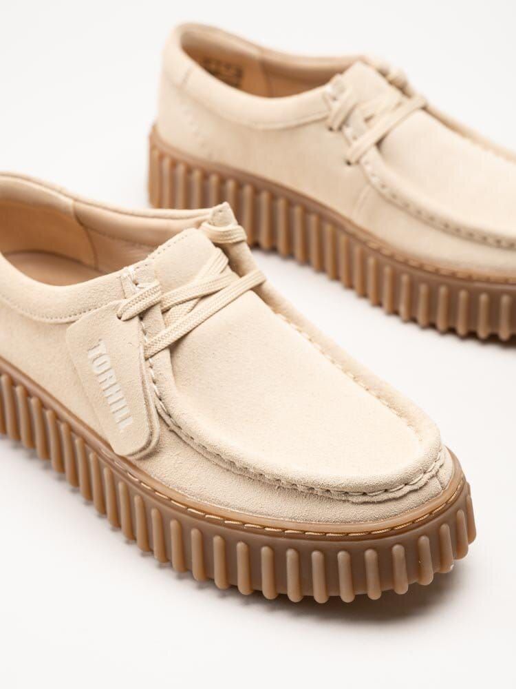 Torhill Bee D - Beige chunky snörskor i mocka