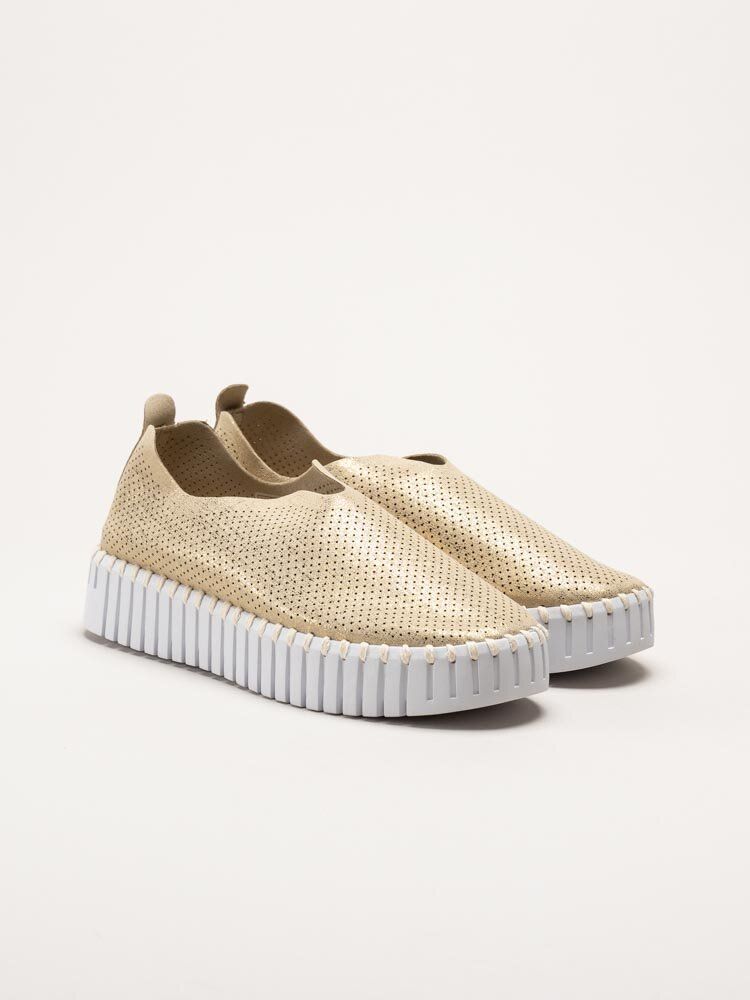 Ilse Jacobsen - Tulip3577 - Guldiga slip on skor
