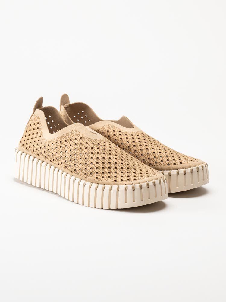 Ilse Jacobsen - Tulip3373 - Beige slip on skor med perforering