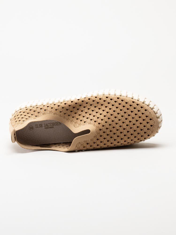 Ilse Jacobsen - Tulip3373 - Beige slip on skor med perforering