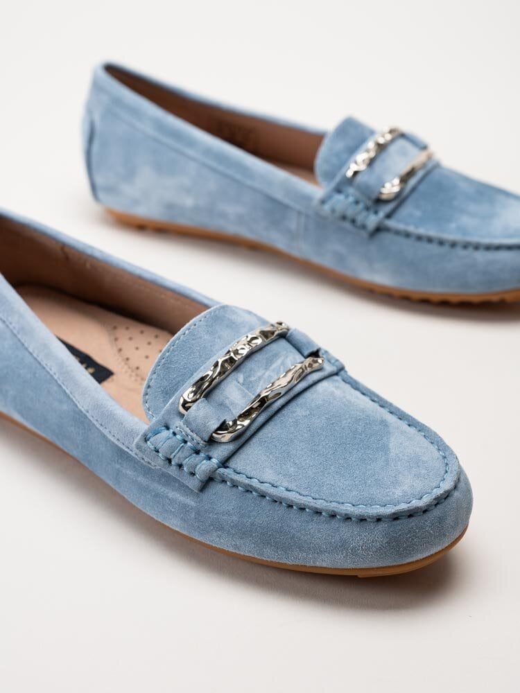 Novita - Parma - Ljusblå loafers med silverfärgat spänne