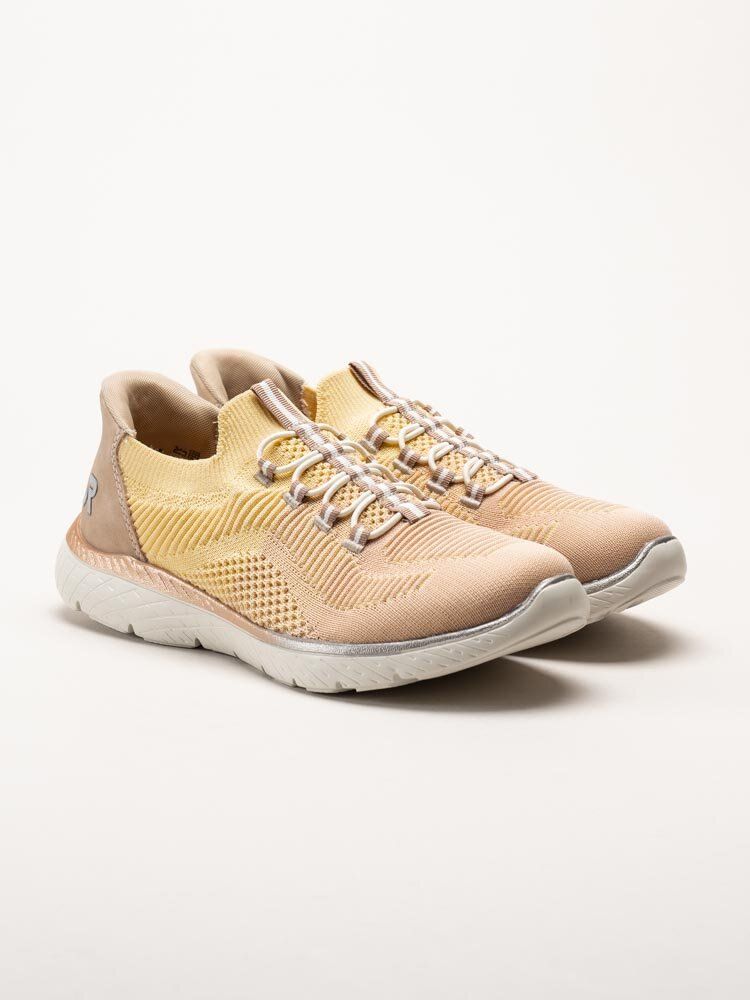 Rieker - Flerfärgade gula slip on skor i textil