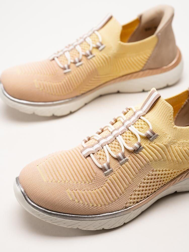 Rieker - Flerfärgade gula slip on skor i textil