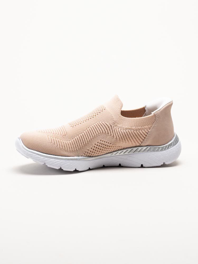Rieker - Ljusrosa slip on skor i textil