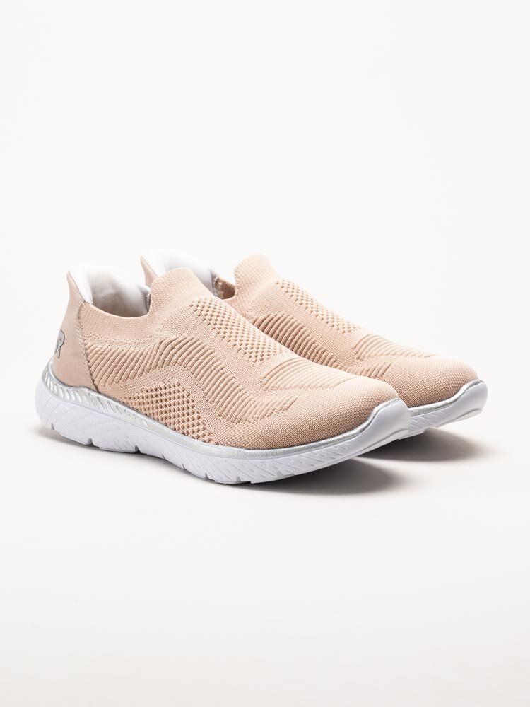 Rieker - Ljusrosa slip on skor i textil