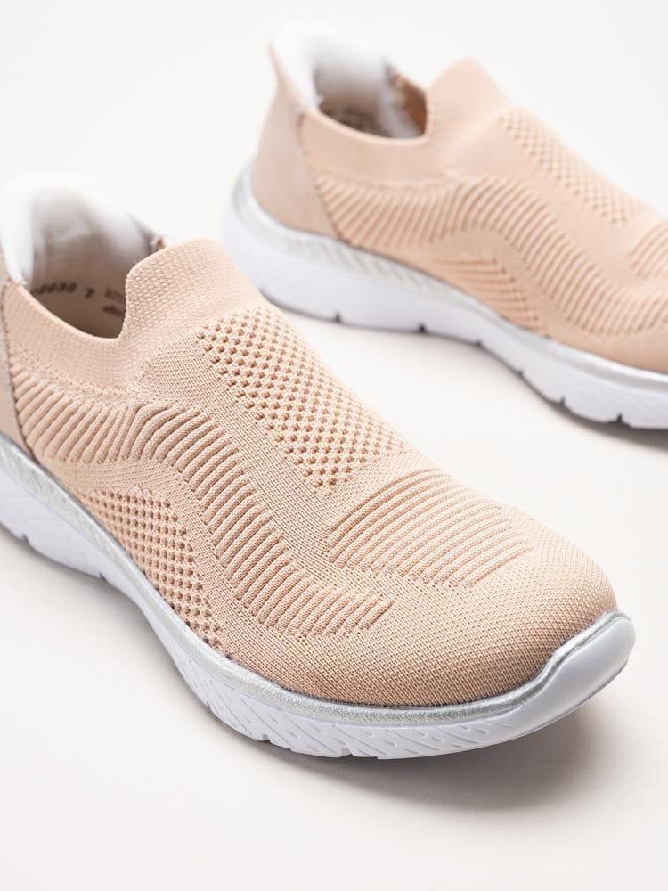 Rieker - Ljusrosa slip on skor i textil