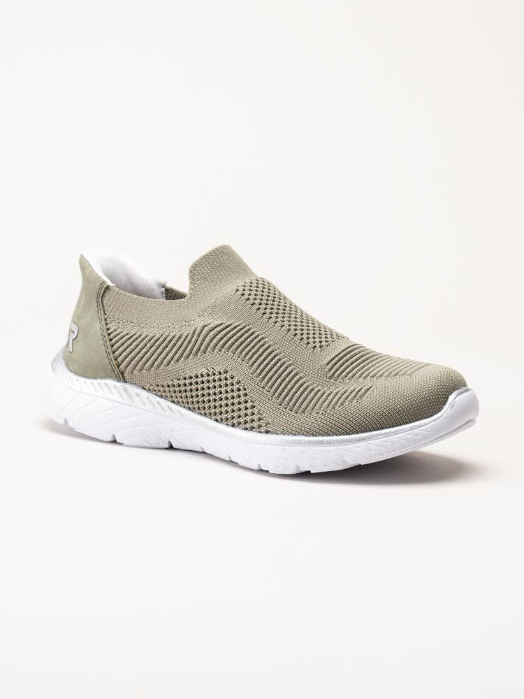 Rieker - Gröna slip on skor i textil