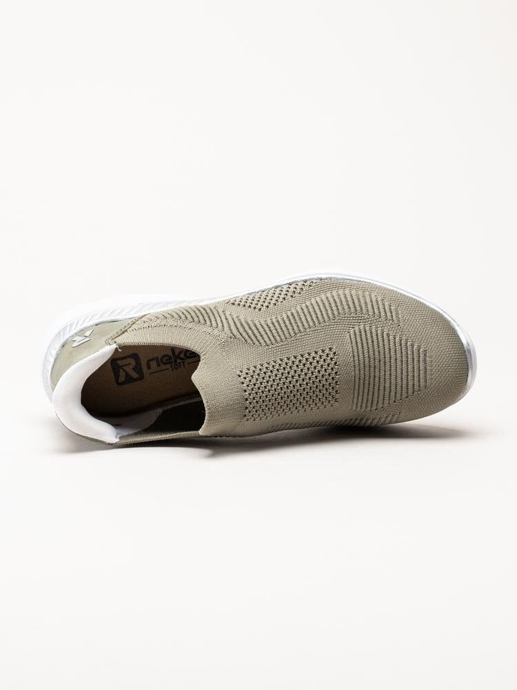 Rieker - Gröna slip on skor i textil