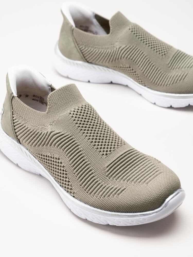 Rieker - Gröna slip on skor i textil