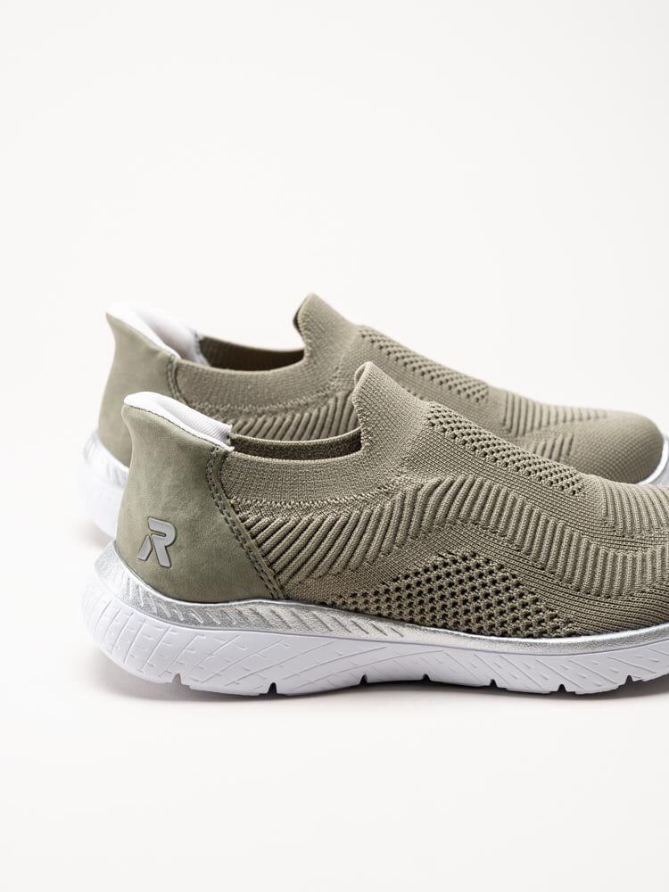 Rieker - Gröna slip on skor i textil