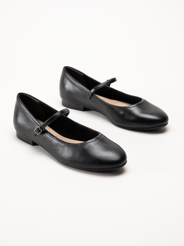 Tamaris - Svarta ballerinaskor med slejf