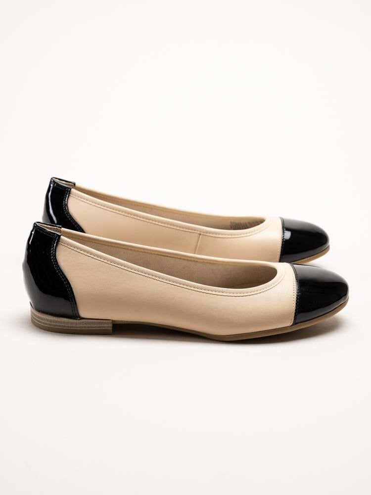 Tamaris - Beige ballerinaskor i skinn