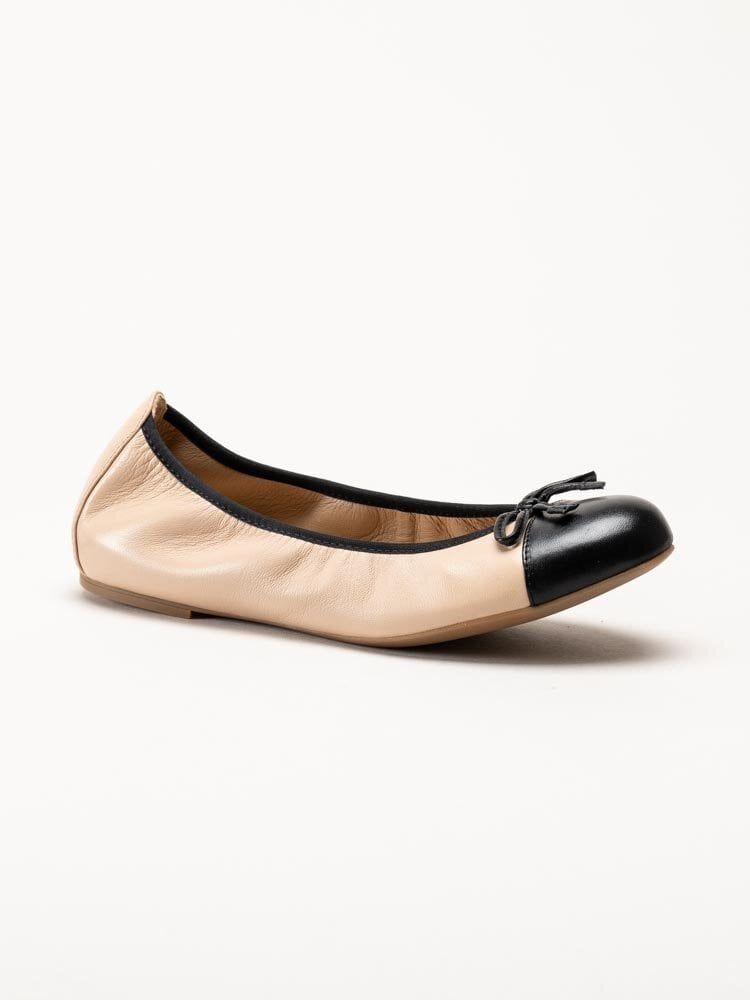 Unisa - Aylaflex_25 - Beige ballerina i skinn med svart tå