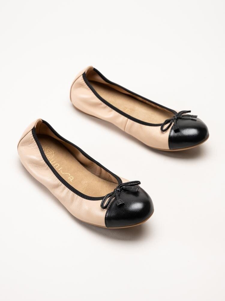 Unisa - Aylaflex_25 - Beige ballerina i skinn med svart tå