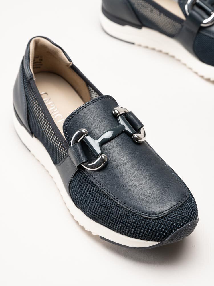 Caprice - Mörkblå loafers i skinn