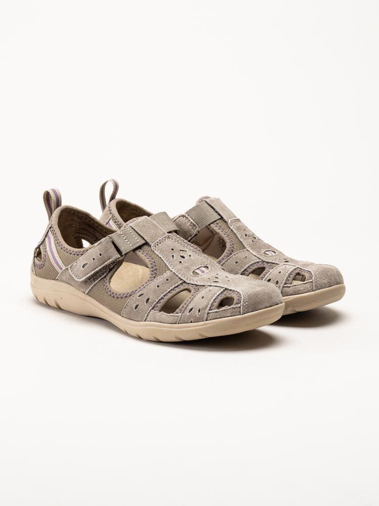 Axelda - Cleveland - Beige sandalskor i mocka och textil