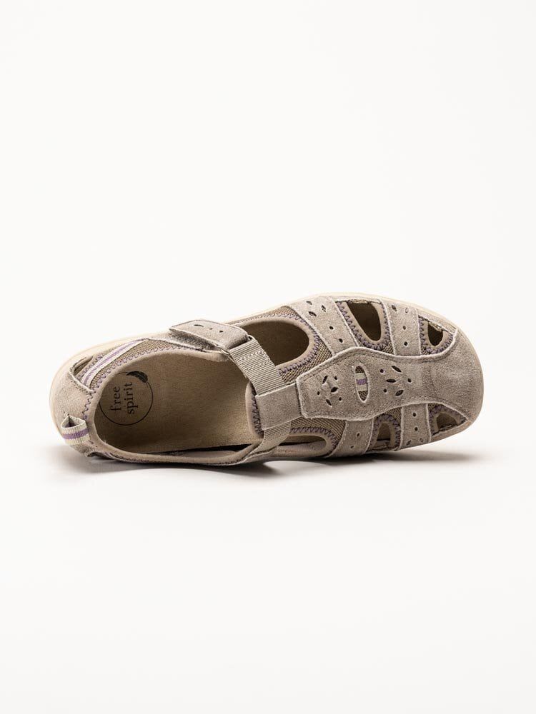 Axelda - Cleveland - Beige sandalskor i mocka och textil