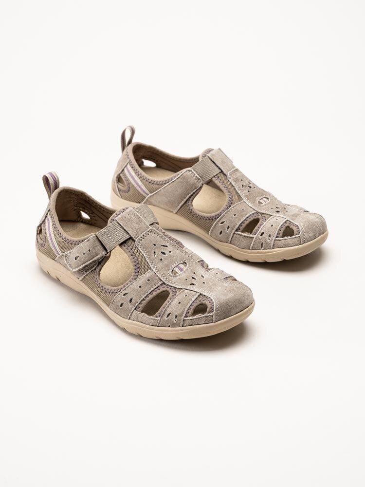 Axelda - Cleveland - Beige sandalskor i mocka och textil