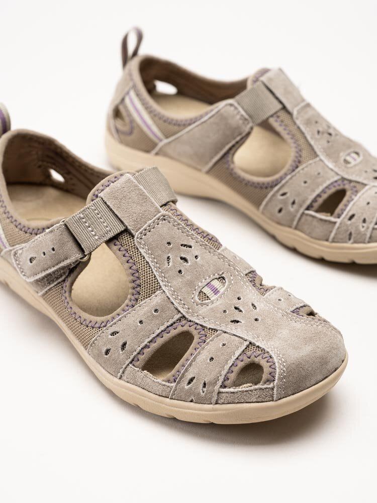 Axelda - Cleveland - Beige sandalskor i mocka och textil